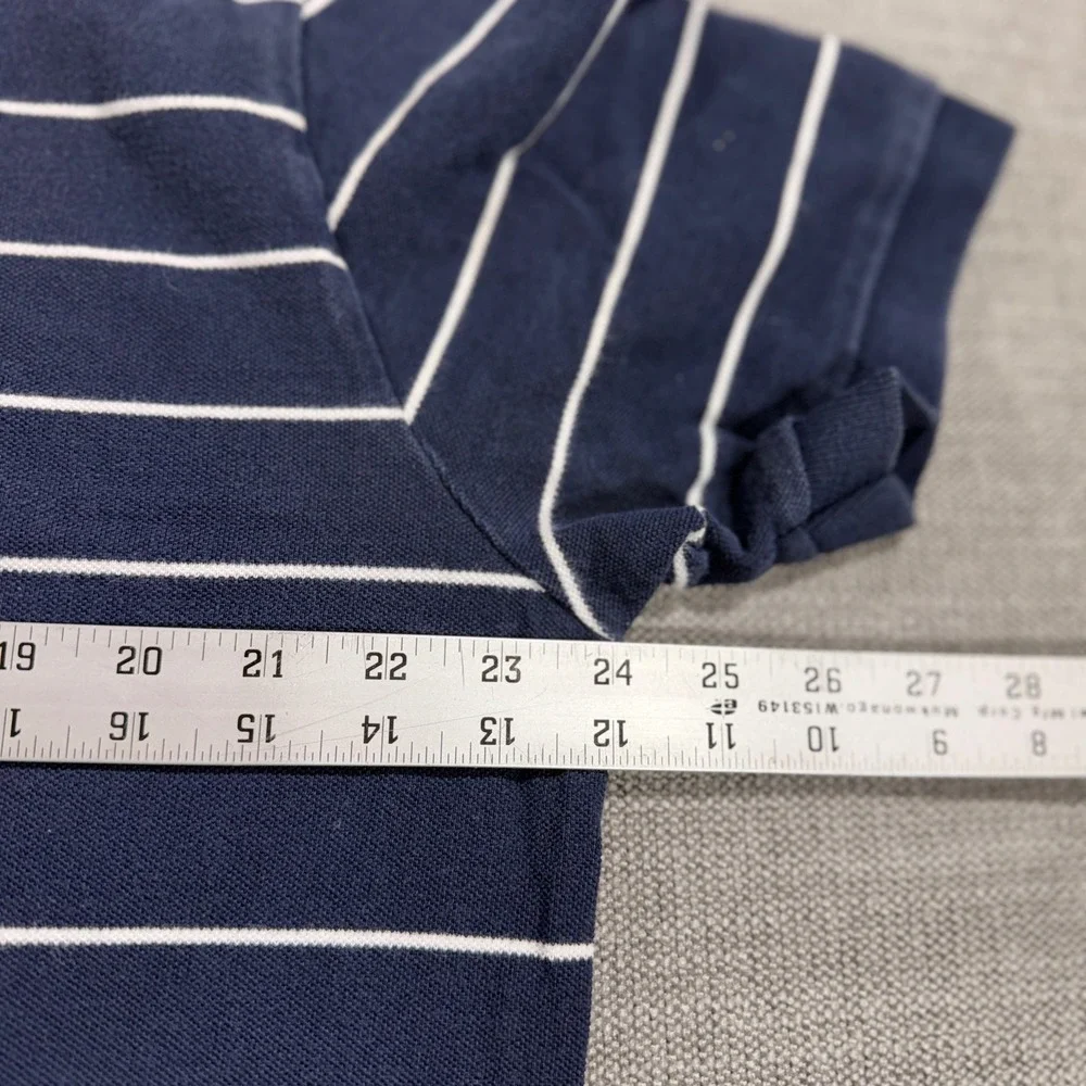 Polo Ralph Lauren Polo Shirt Mens XL Navy Blue Excellent Striped Cotton Pony
